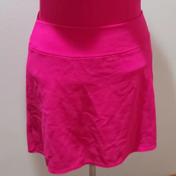 LANDS END BRIGHT NEON PINK BARBIECORE ACTIVEWEAR MINI SKIRT SET SZ 12 TOP SZ 8 - Picture 4 of 13